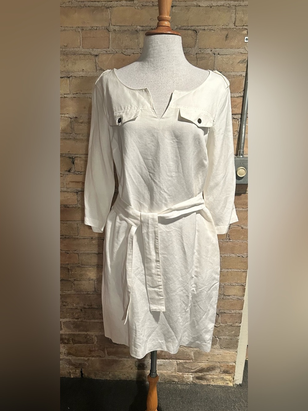 Banana Republic White Linen Dress with Belt